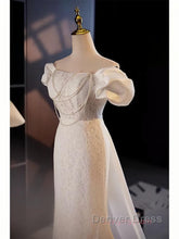 Trumpet Mermaid Puffy Sleeves  Wedding Dresses With Detachable Train